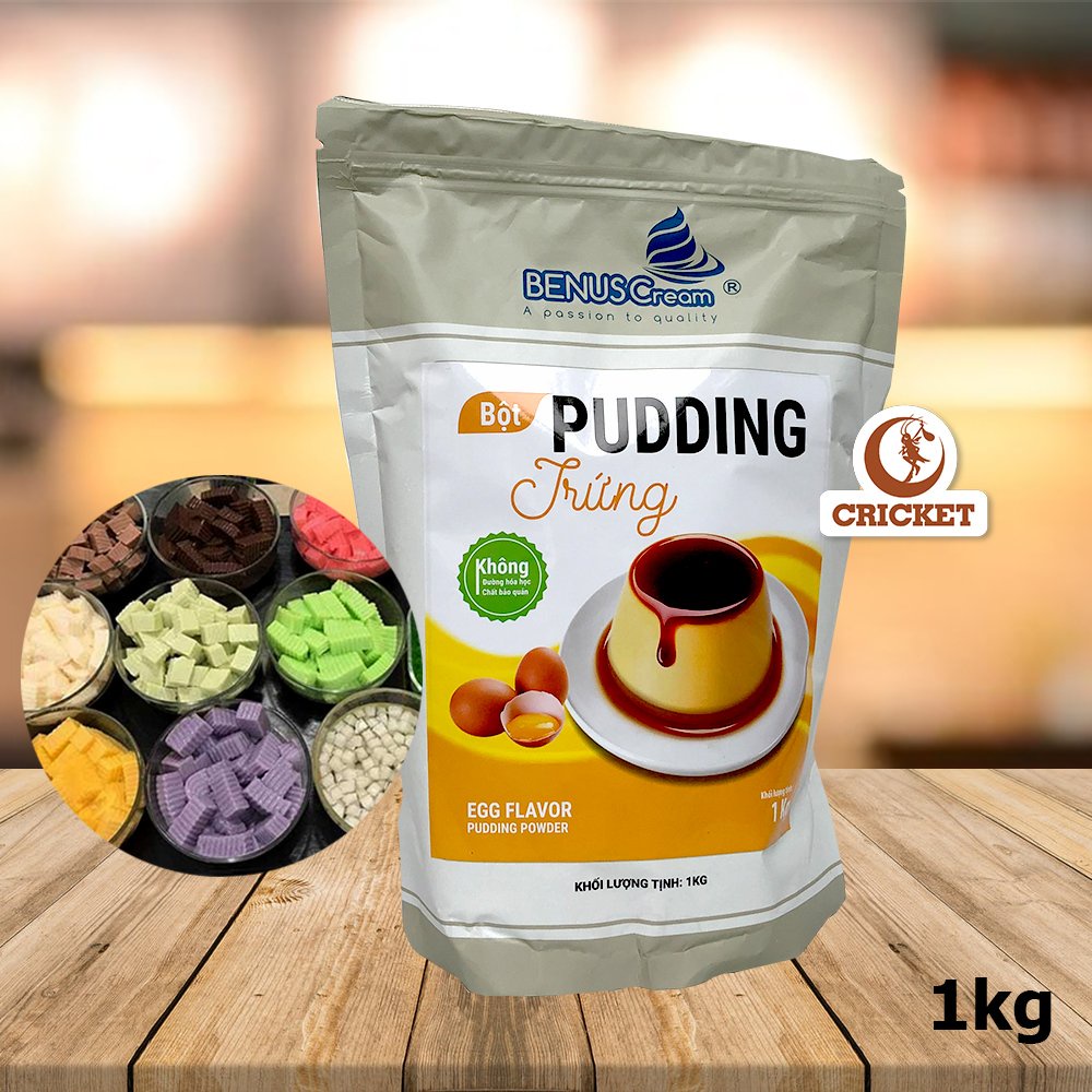 Bột Pudding Benus Cream - Thạch Pudding Mềm Mịn Đủ Vị ( Trứng, Matcha, Khoai Môn, Socola, Dâu, Dưa Lưới )  - Túi 1kg
