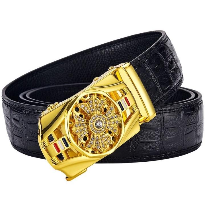 Thắt lưng nam da cao cấp - Tặng kèm 1 mặt - Thiết kế đính đá mặt xoay 360, khóa tự động
