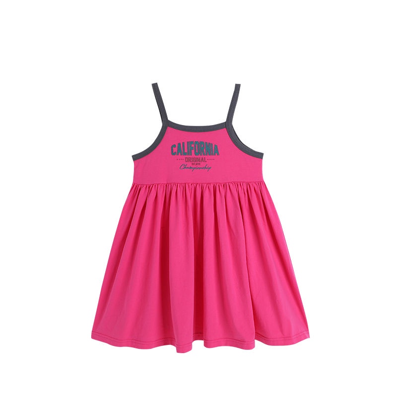 Đầm Công Chúa Hai Dây Màu Trơn Thời Trang Mùa Hè Hàn Quốc Mới Cho Bé Gái