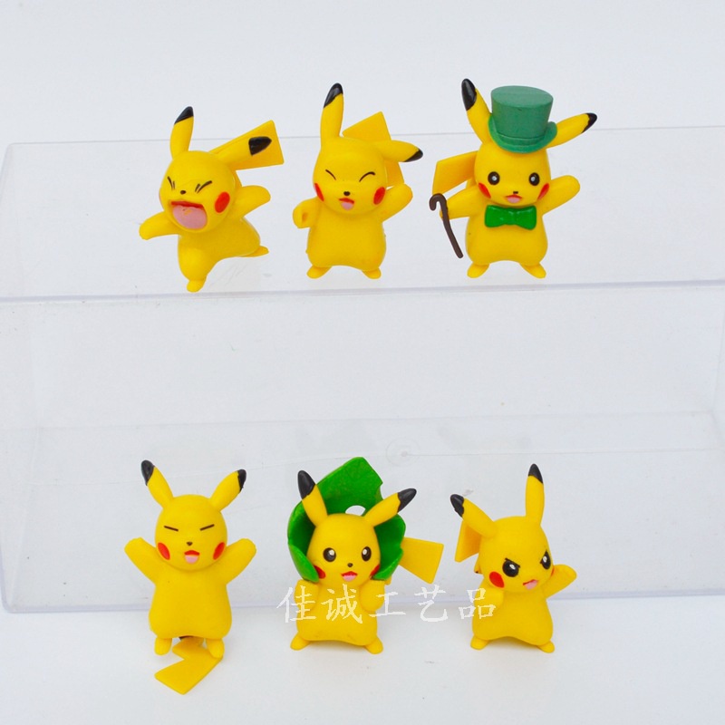 Pokémon 6PCS leaves Pikachu elf ornaments Pokemon Pikachu anime surrounding dolls