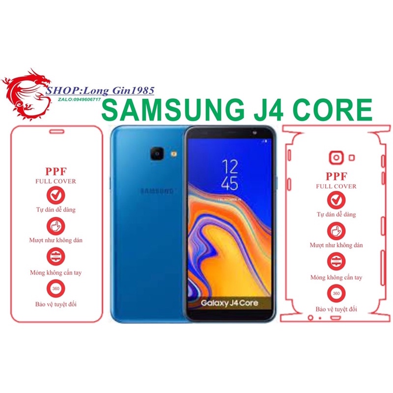 Samsung J4core miếng dán trong Ppf mặt sau và mặt trước chống va đập chống trầy xước