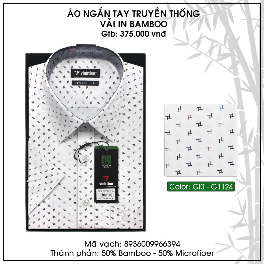 Áo Sơ Mi Họa Tiết Ngắn Tay Bamboo Vạt Ngang Vĩnh Tiến 375 | BigBuy360 - bigbuy360.vn