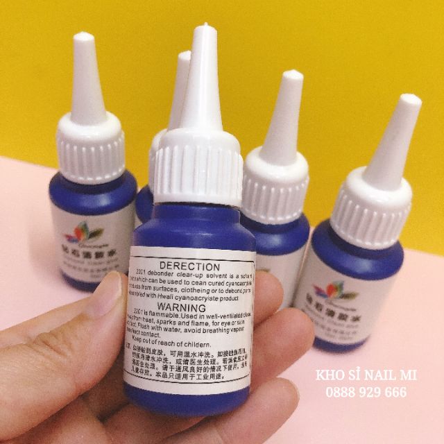 Nước làm sáng đá nail Diamond Clean Glue - nước tháo đá nail chuyên dụng cho dân làm móng (20ml)