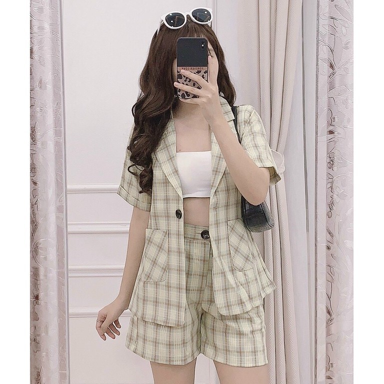 Set Vest Kẻ Caro Cao Cấp