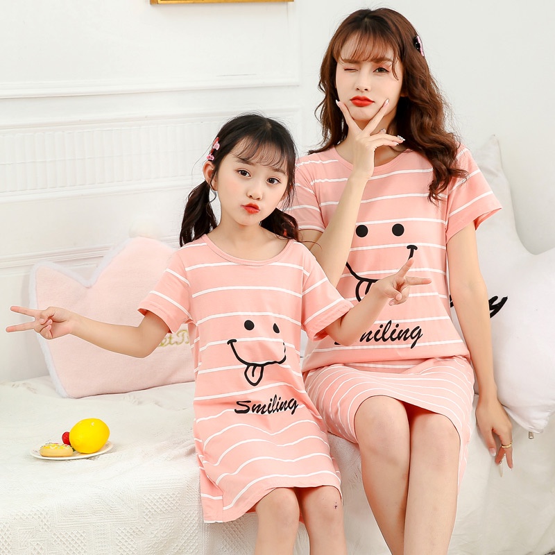 Đầm ngủ YAOEENH mặc ở nhà dáng mỏng size vừa thời trang mùa hè dành cho mẹ/ bé