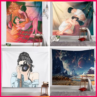 Thảm treo tường tình nhân, vải treo tường, decor phòng ngủ vintage [ Tặng móc treo ]