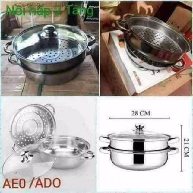 NỒI HẤP 2 TẦNG ĐA NĂNG INOX CAO CẤP