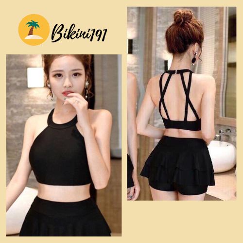 Bikini áo tắm có gọng, áo bơi buộc dây cộc tay đi biển BIkini191 (BÁN LẺ ÁO)