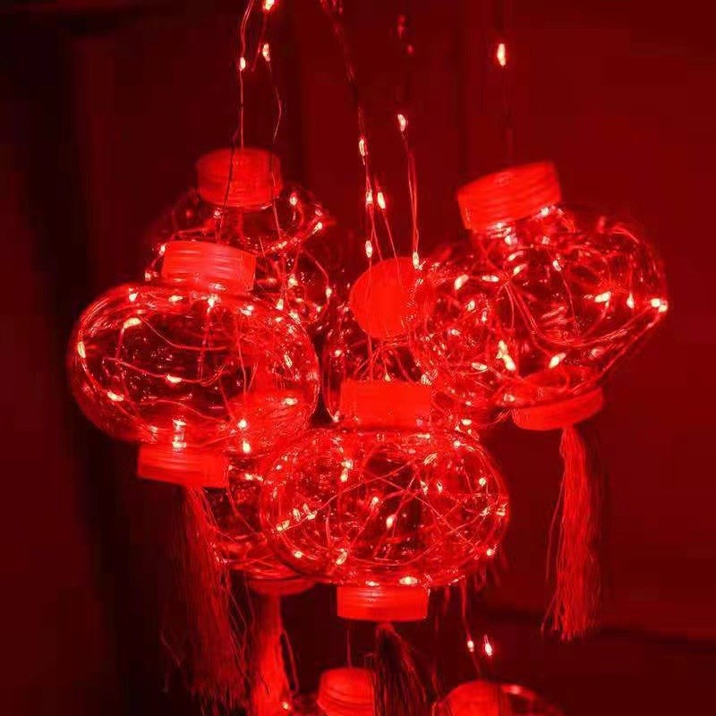 Dây đèn led lồng đèn trang trí tết, tết dây dài 5m 5 lồng đèn 10 cm,5 chữ phúc 10cm mẫu , lồng đèn bí mẫu mới tết 2024