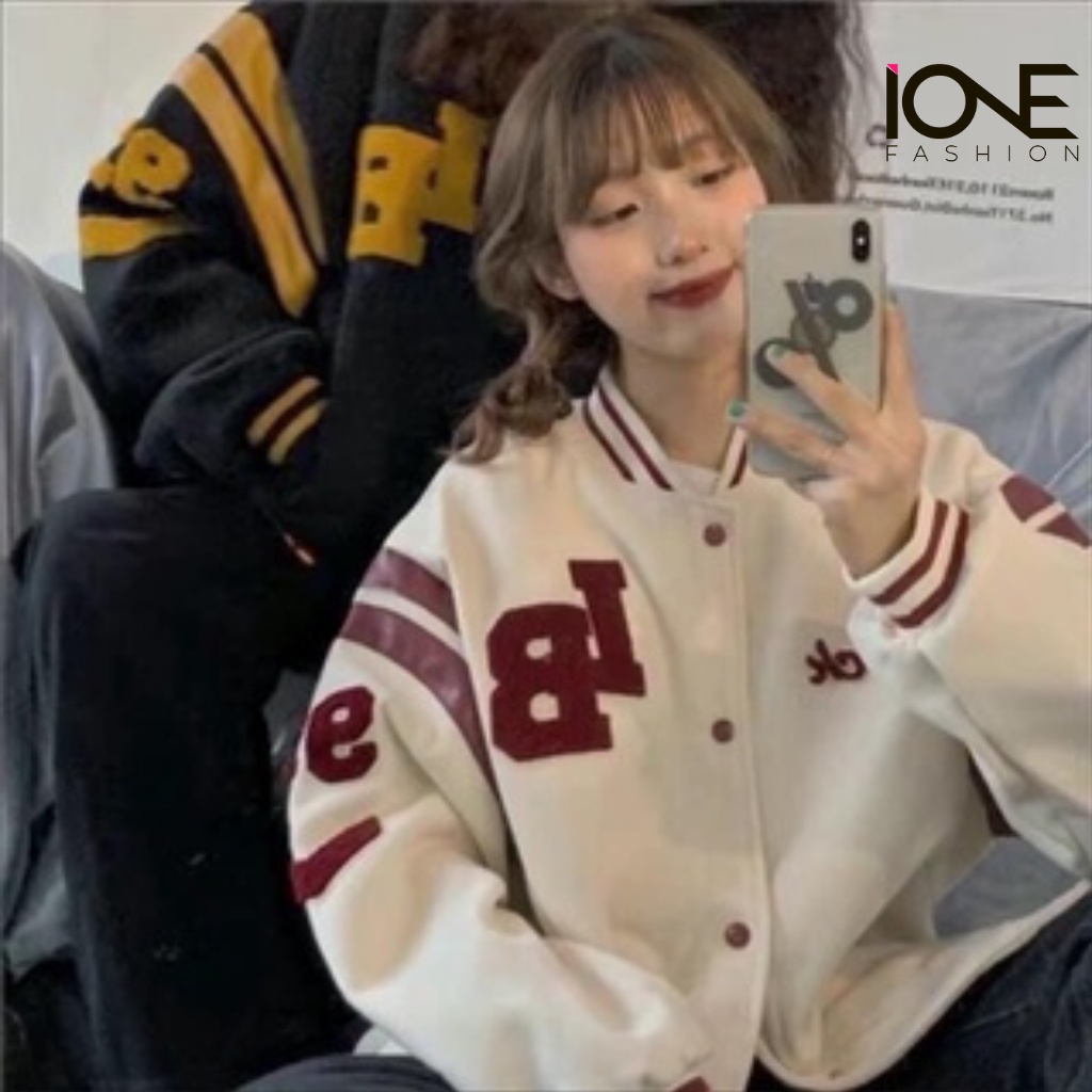 IONE_Áo Bomber Sọc Thể Thao Nỉ Bông Siêu Hót Dày Dặn Form To Rộng Unisex