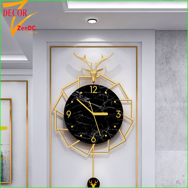 Đồng hồ treo tường trang trí quả lắc đẹp, đồ decor phong cách châu âu -DC012