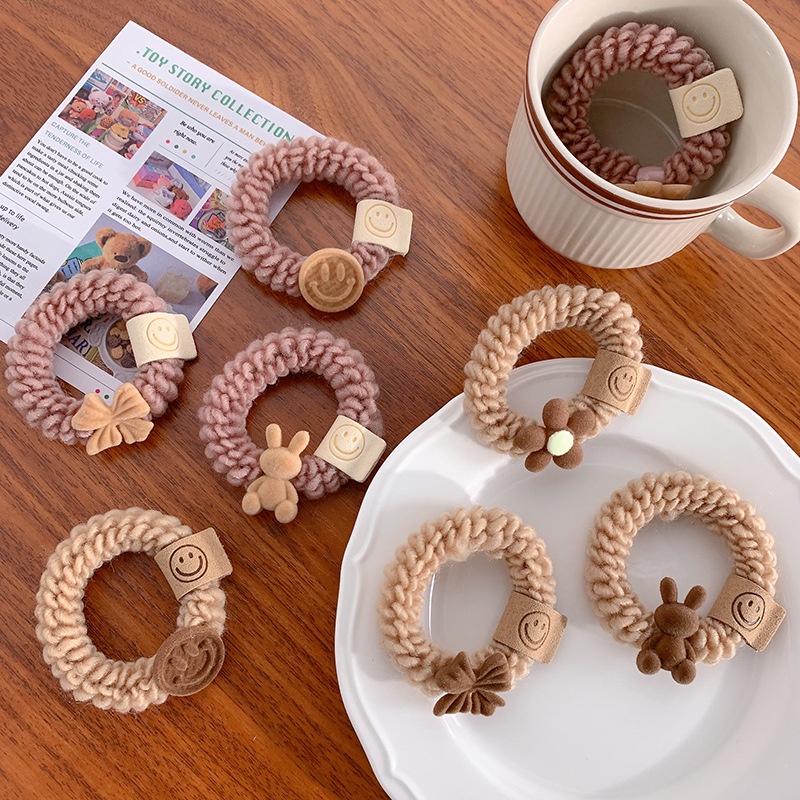 Dây Cột Tóc Cao Su Bện Hình Gấu Hoạt Hình Cho Nữ