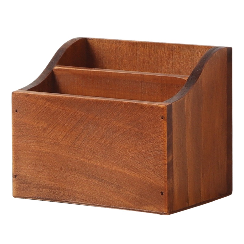 Hộp gỗ 2 ngăn đựng điện thoại/điều khiển từ xa để bàn