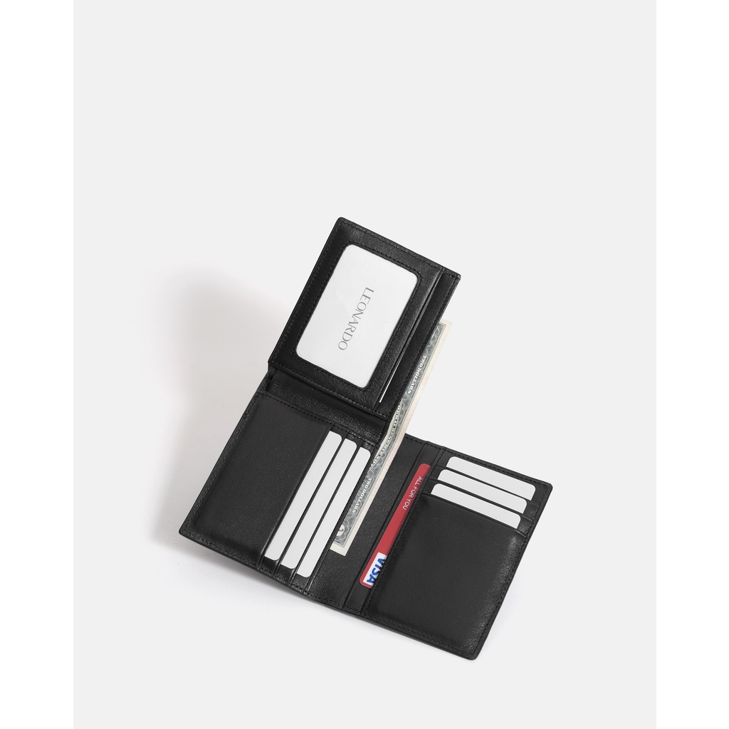 Ví Da Nam Đựng Card Dáng Đứng Leonardo - James Wallet - Da Ngoài Saffiano, Bên Trong Mattoto Bền Bỉ