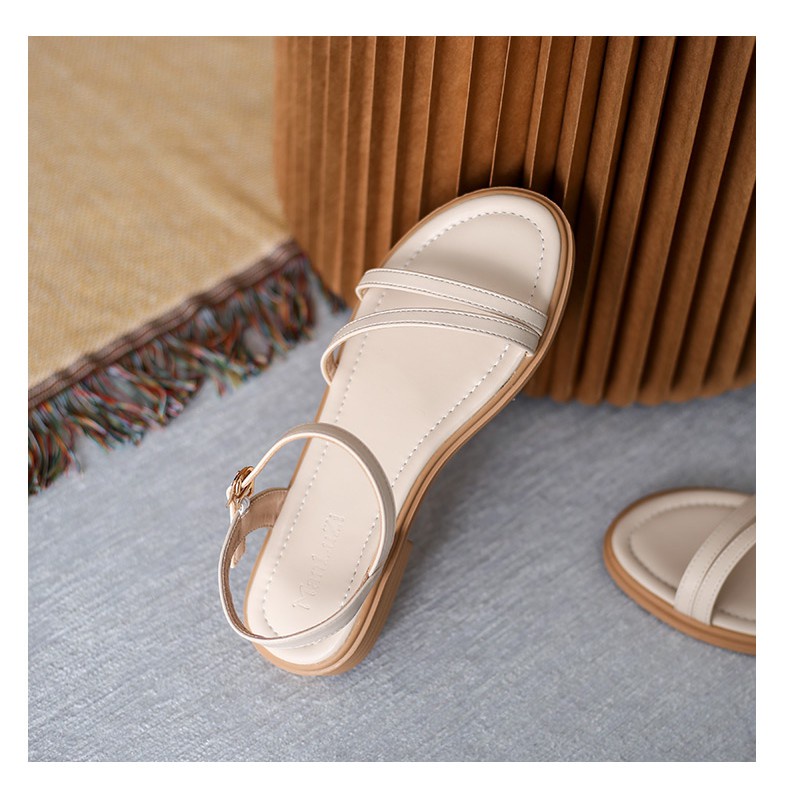 Giày sandal nữ đế bệt cao cấp GURI Sandal dây chéo quai mảnh đẹp thời trang Hàn Quốc