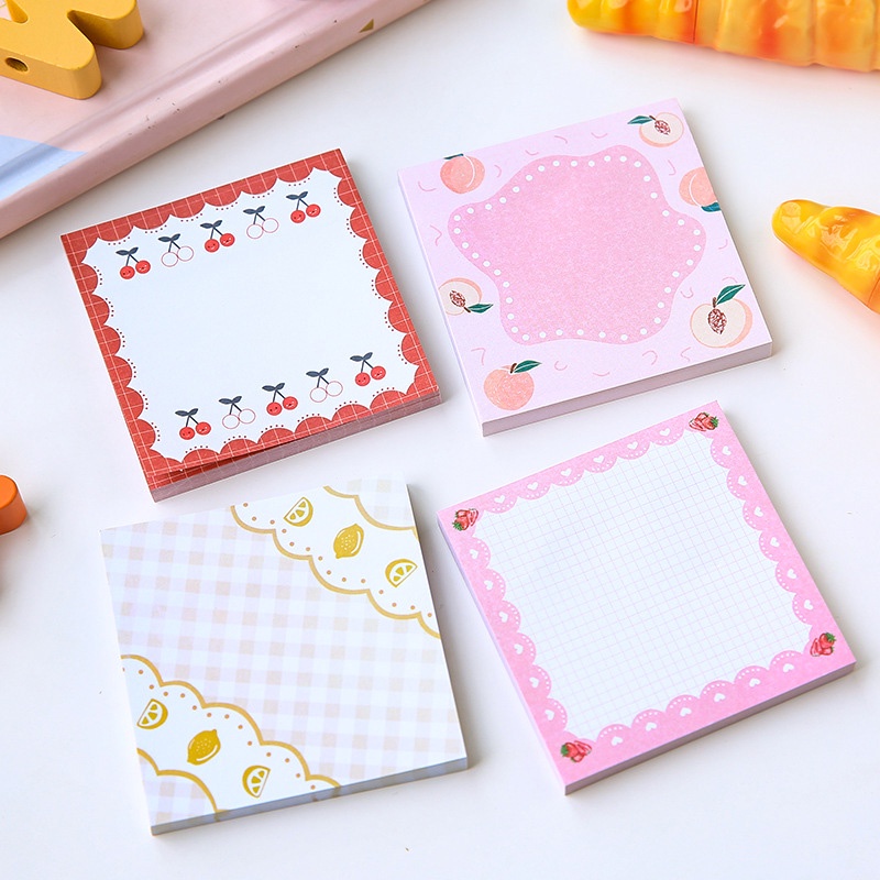 80 Tờ Giấy Ghi Chú Họa Tiết Trái Đào / Cherry Dễ Thương