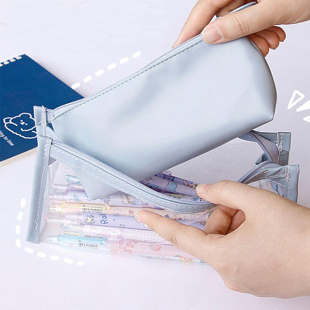 Túi Đựng Bút / Đồ Trang Điểm Sức Chứa Lớn Có Khóa Kéo Tiện Dụng