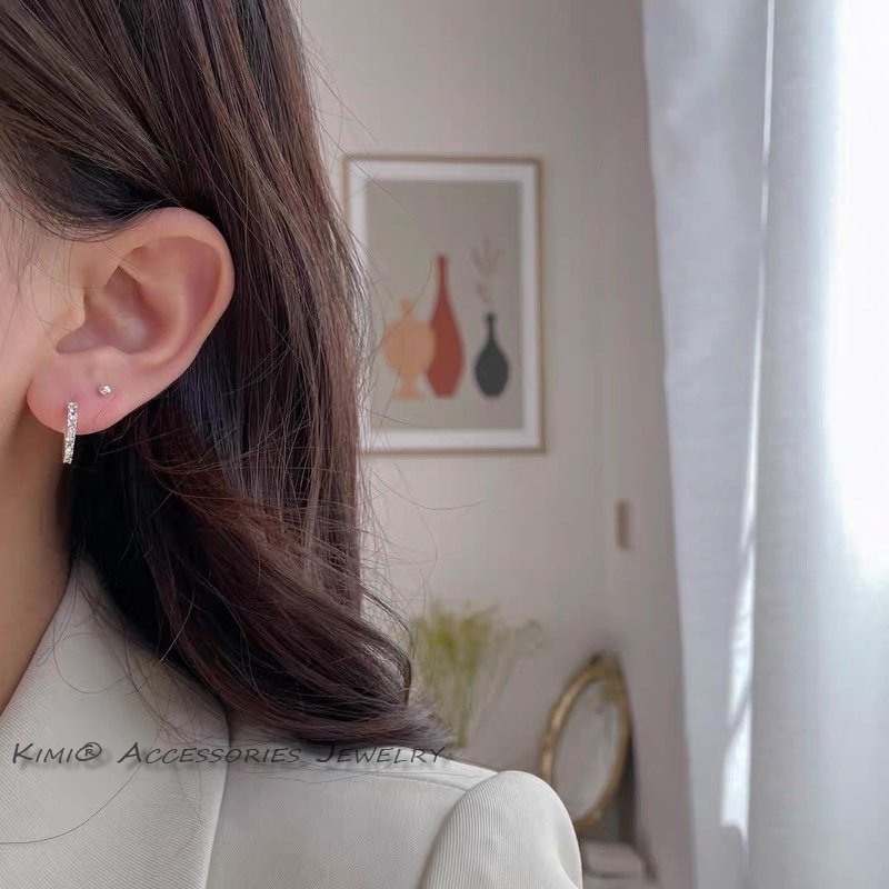 Khuyên Tai Bộ Khuyên Tai Ngọc Trai Set Khuyên Tai Tròn Màu Bạc Không Gây Dị Ứng Thời Trang Cho Nữ