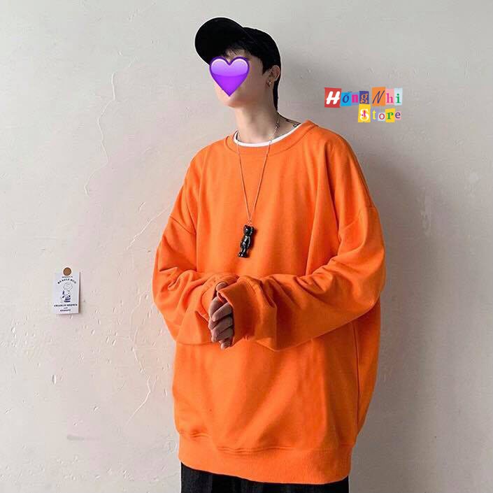 ÁO SWEATER TRƠN CHẤT NỈ LÓT BÔNG MÀU CAM - SWEATER UNISEX - MM