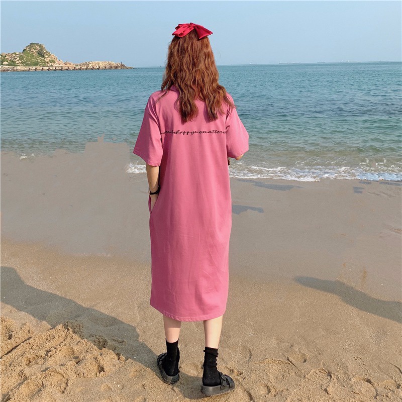 Đầm Thun Cotton Thêu Họa Tiết Thời Trang Hàn Quốc Dành Cho Nữ