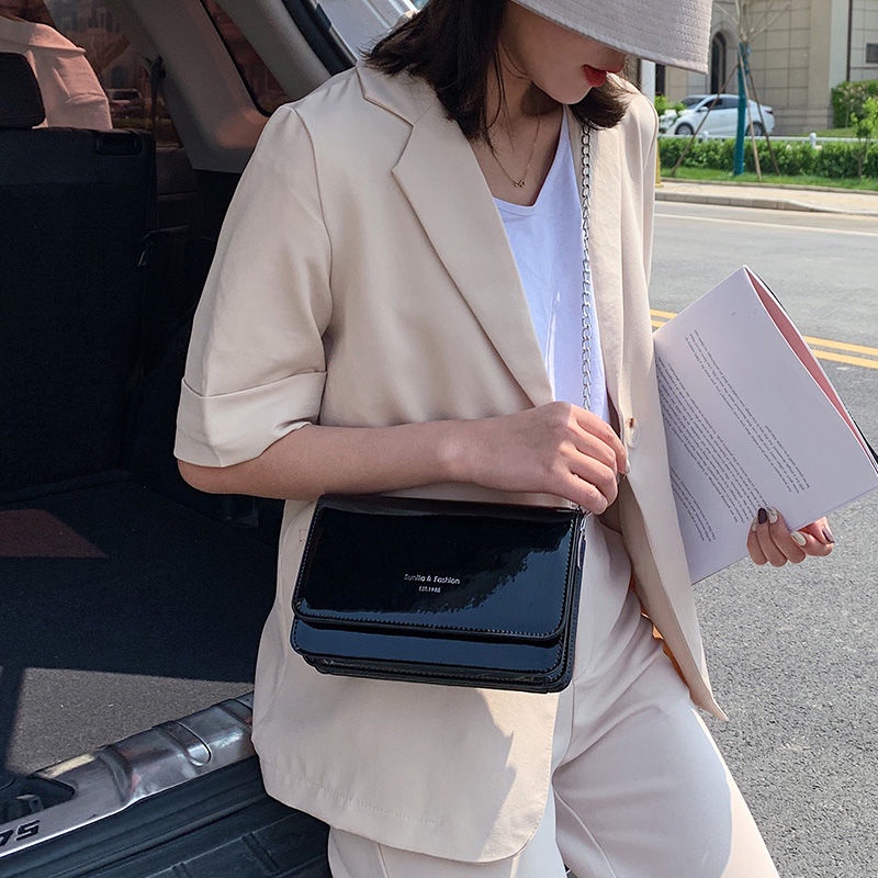 Túi Đeo Chéo Mini Màu Bạc / Đen Lấp Lánh Thời Trang Cho Nữ