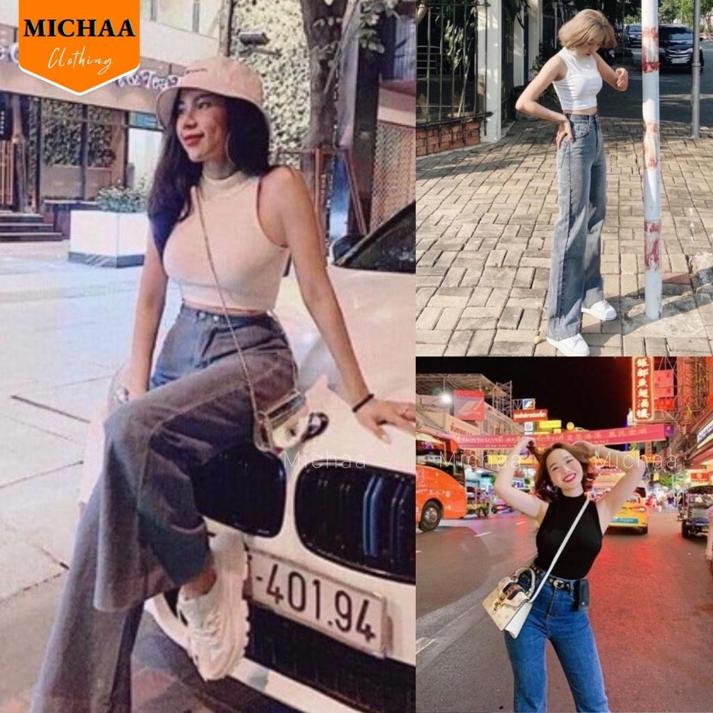 Áo Croptop BA LỖ CỔ LỌ Nữ Thun Gân Ulzzang Kiểu Basic Ôm Body Đẹp 2 Màu - MICHAA