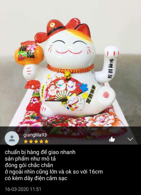 Mèo thần tài . vẫy tay . chiêu tài dước lộc . Cao 16 cm | BigBuy360 - bigbuy360.vn