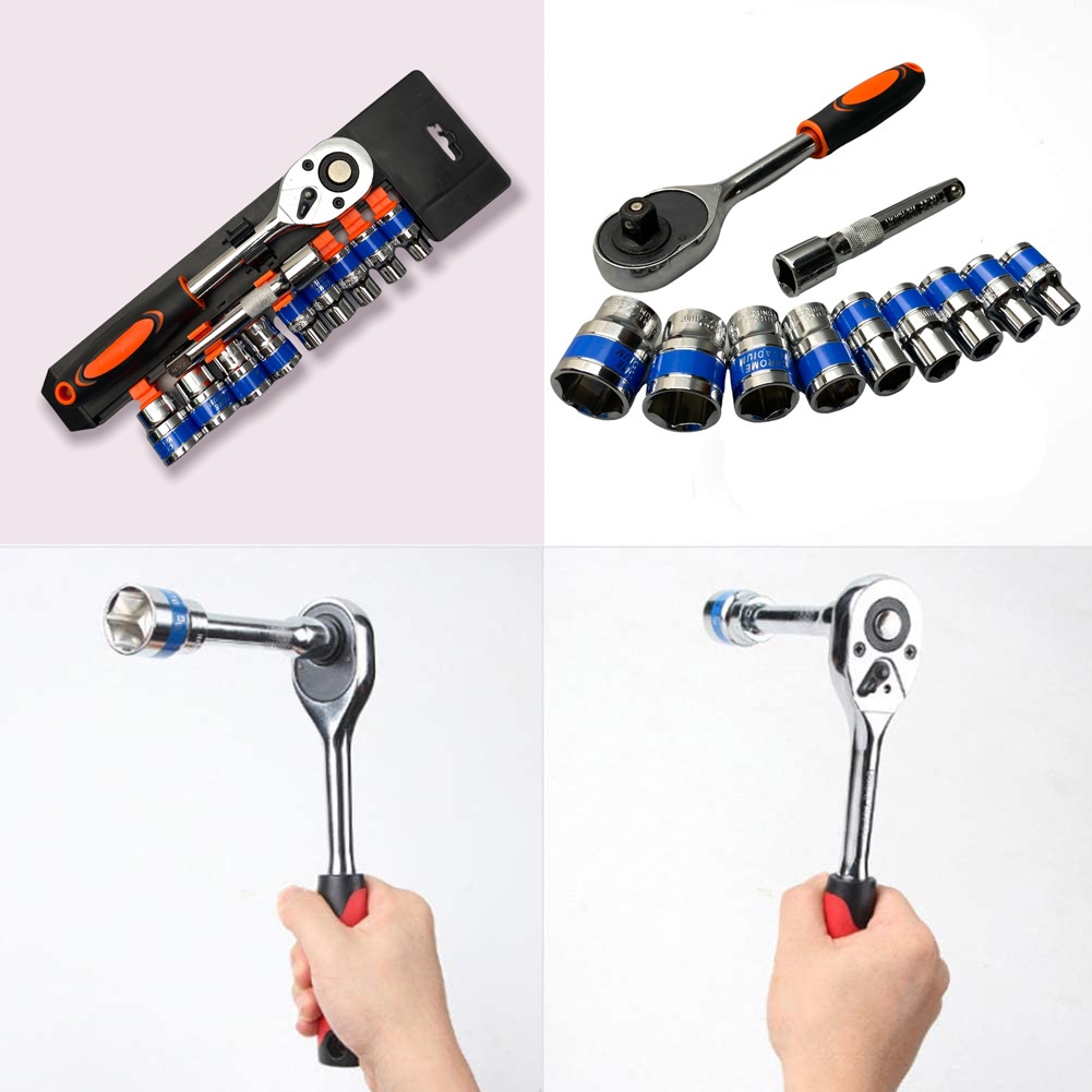 Bộ tuýp 12 chi tiết vặn VĨNH VIỄN không trờn thép Crv cao cấp - Bảo hành 24 tháng - bộ khẩu sửa chữa xe máy
