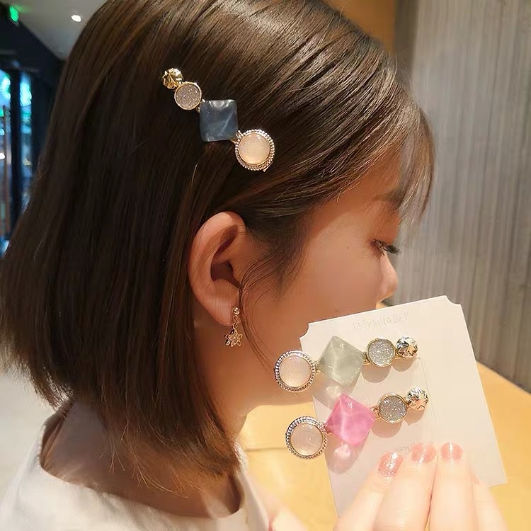 Kẹp Tóc Đính Đá Và Ngọc Trai Nhân Tạo Thời Trang Phong Cách Hàn Quốc Cho Nữ