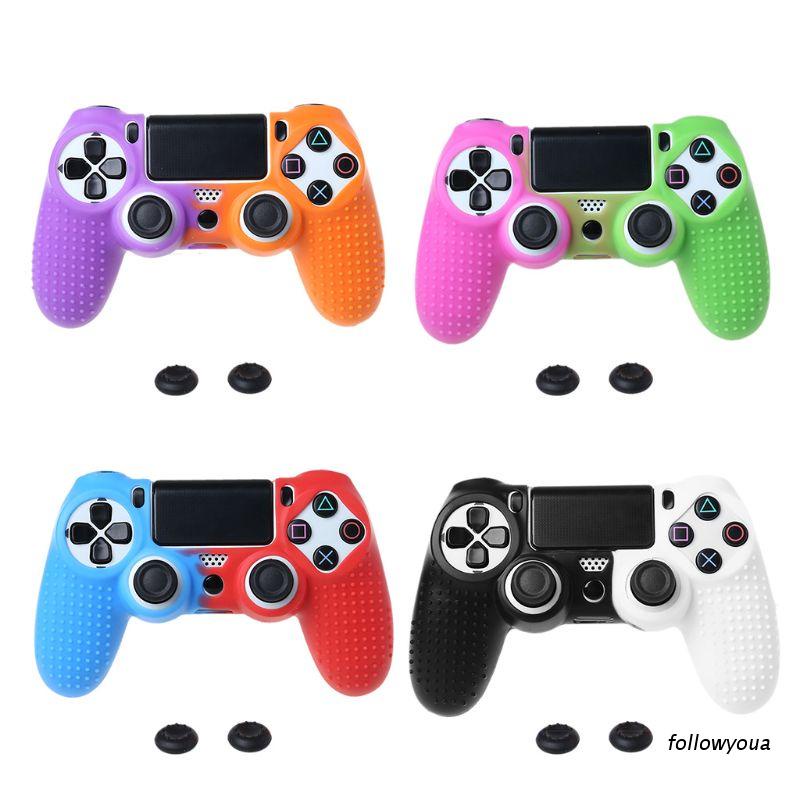 Set vỏ bọc silicon cao su họa tiết chấm bi dành cho tay cầm chơi game Sony PS4 Slim/Pro