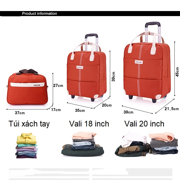Vali kéo du lịch cao cấp tặng kèm túi du lịch - tt107