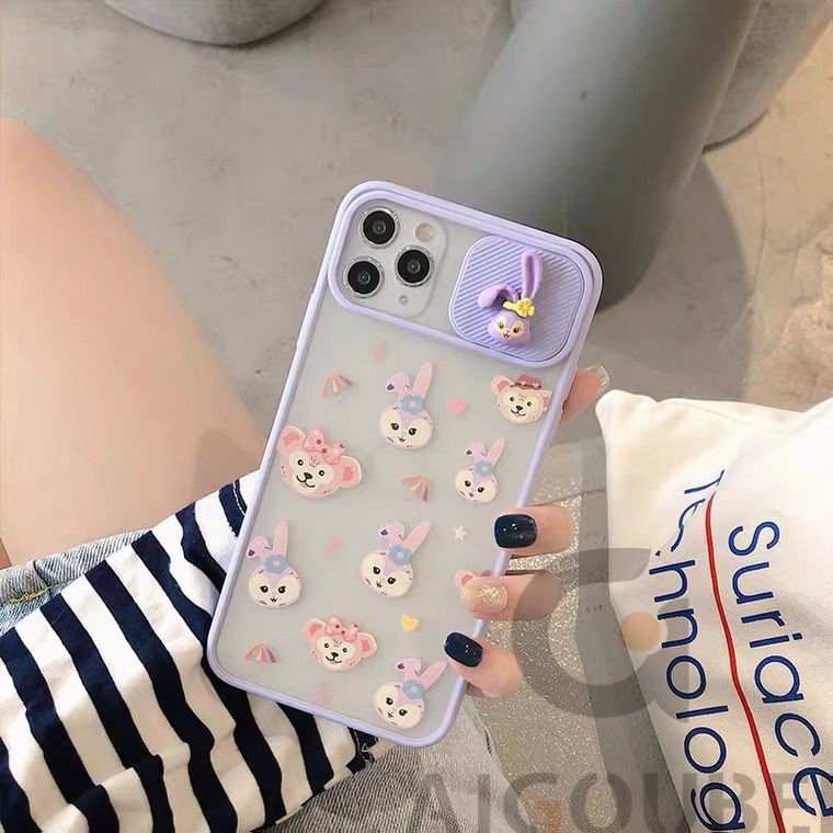 Cute cartoon rabbit pattern purple phone case 2021 model for iPhone 7 7P 8 8P X XR XS Max 11 Pro Max 12 Pro Max