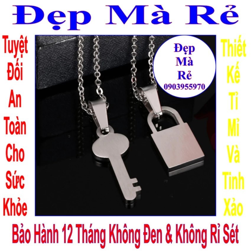 Dây chuyền cặp hình ổ khóa và chìa khóa tình yêu khắc chữ LOVE (2 dây) - DCC00026T035069