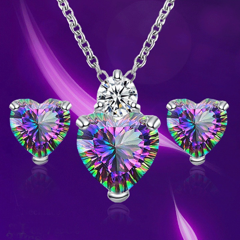 Bộ Vòng cổ + Bông Tai Đính Đá Zircon Thời Trang Cho Nữ