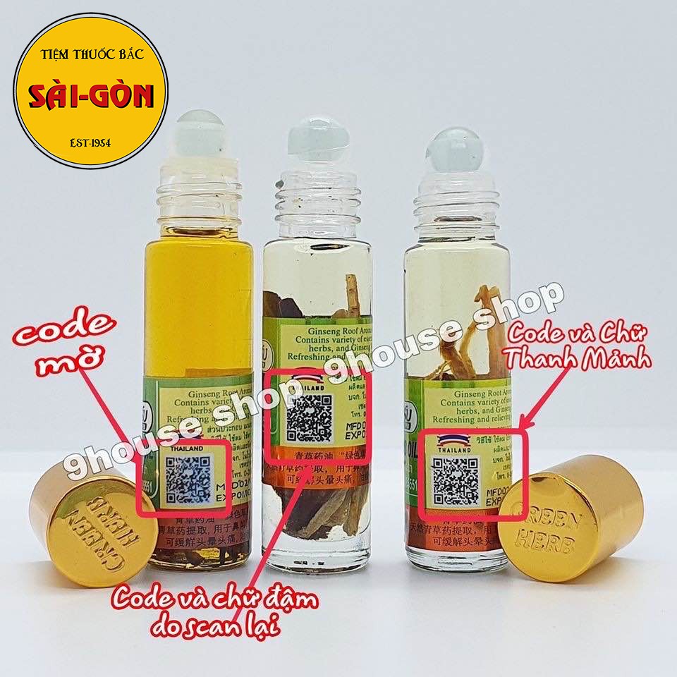 Dầu Nhân Sâm Thái Lan Ginseng Green Herb Oil 8ml