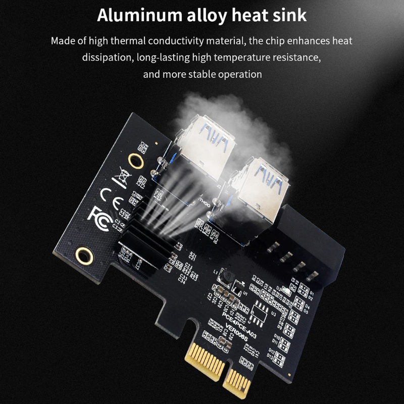 Card Chuyển Đổi PCI-E 1X Sang 16X Hai Lớp 4 Cổng USB 3.0 Cho Máy Tính Bàn