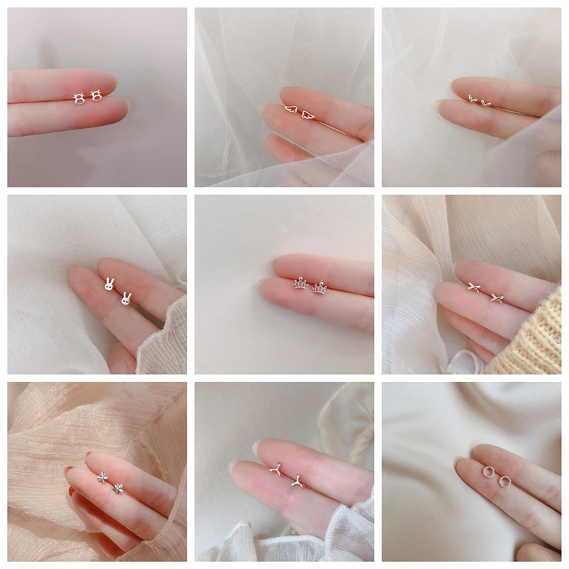 Khuyên tai thiết kế hình tròn/vương miện nhiều mẫu tùy chọn sành điệu cho nữ