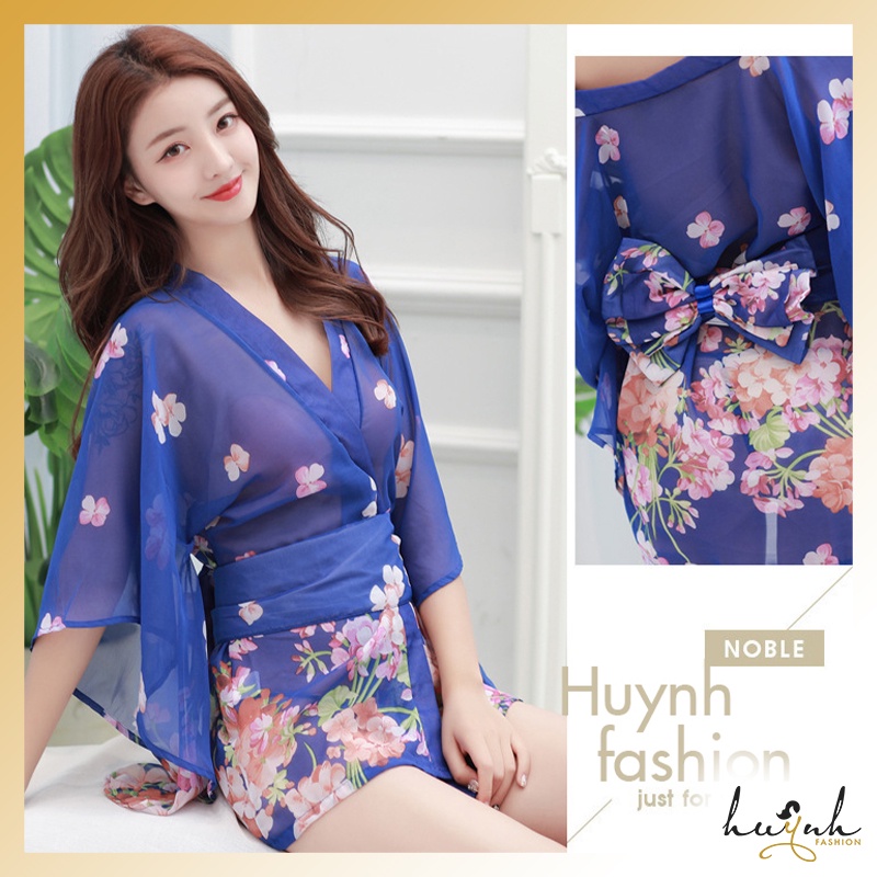 Áo choàng ngủ voan Kimono đai nơ sexy gợi cảm - CO06