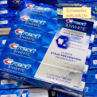 Kem đánh răng Crest 3D 158 White Advanced Triple Whitening tuýp 158g từ Mỹ
