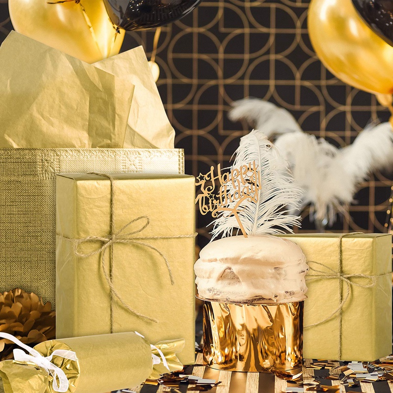 Set 100 Tờ Giấy Gói Quà Màu Vàng Kim Trang Trí Tiệc Sinh Nhật / Lễ Tình Nhân