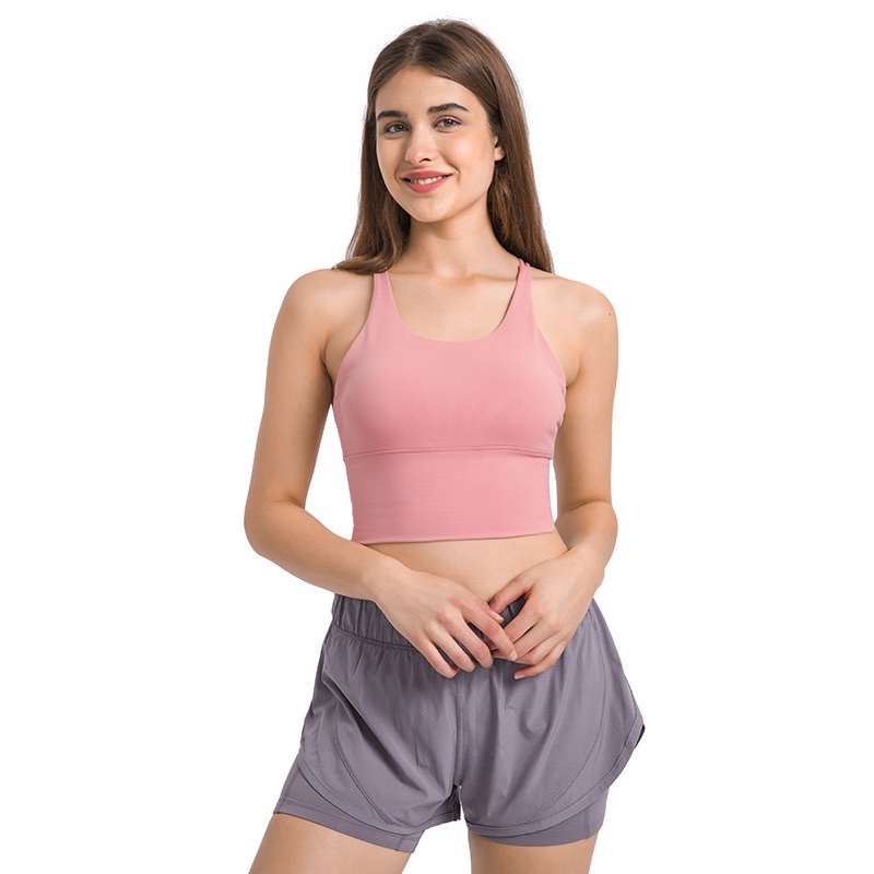 Áo Ngực Thể Thao Lulu Dây Đan Chéo Lưng Tập Gym Yoga