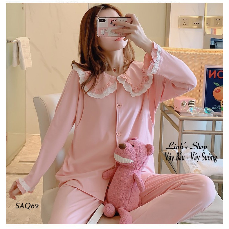 Bộ Dài Tay Sau Sinh Ở Cữ Cho Bé Bú-SAQ216