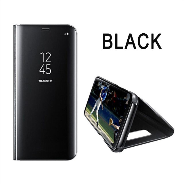 Thông Minh Bao Da Điện Thoại Nắp Gập Tráng Gương Kèm Giá Đỡ 360 Độ Cho Samsung Galaxy S8 S9 Plus S7 S6 Edge Note 8 Galaxy J5 J7 2017 Ốp