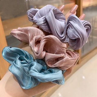 Dây Buộc Tóc Vải Satin Màu Trơn Phong Cách Retro Dành Cho Nữ