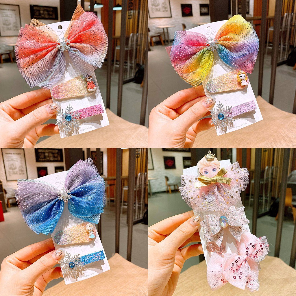 SUGE Kẹp Tóc Hình Nơ Công Chúa Elsa Aisha Dành Cho Bé Gái