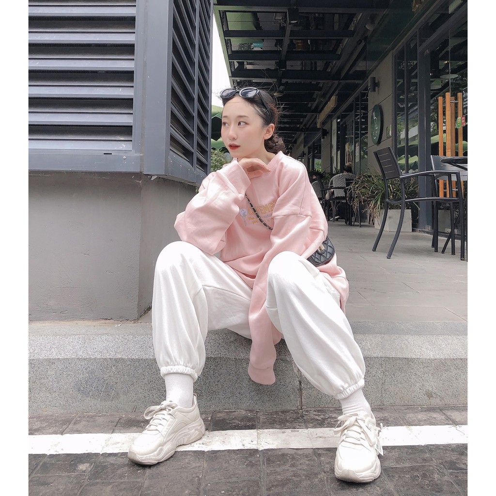 Áo sweater - Áo nỉ bông ngoại tay phồng hình thêu CAVEMPT dễ thương 1hit_unisex