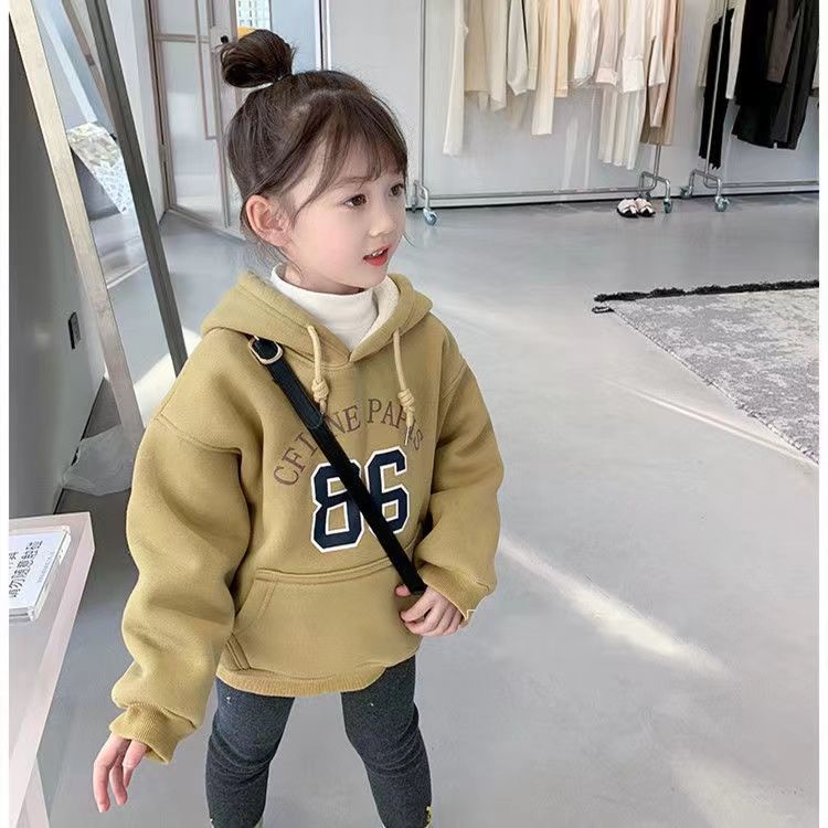 ❤Áo Hoodie Lót Lông Cừu Dày Dặn Tay Dài Thời Trang Xuân Thu 2022 Cho Bé Gái