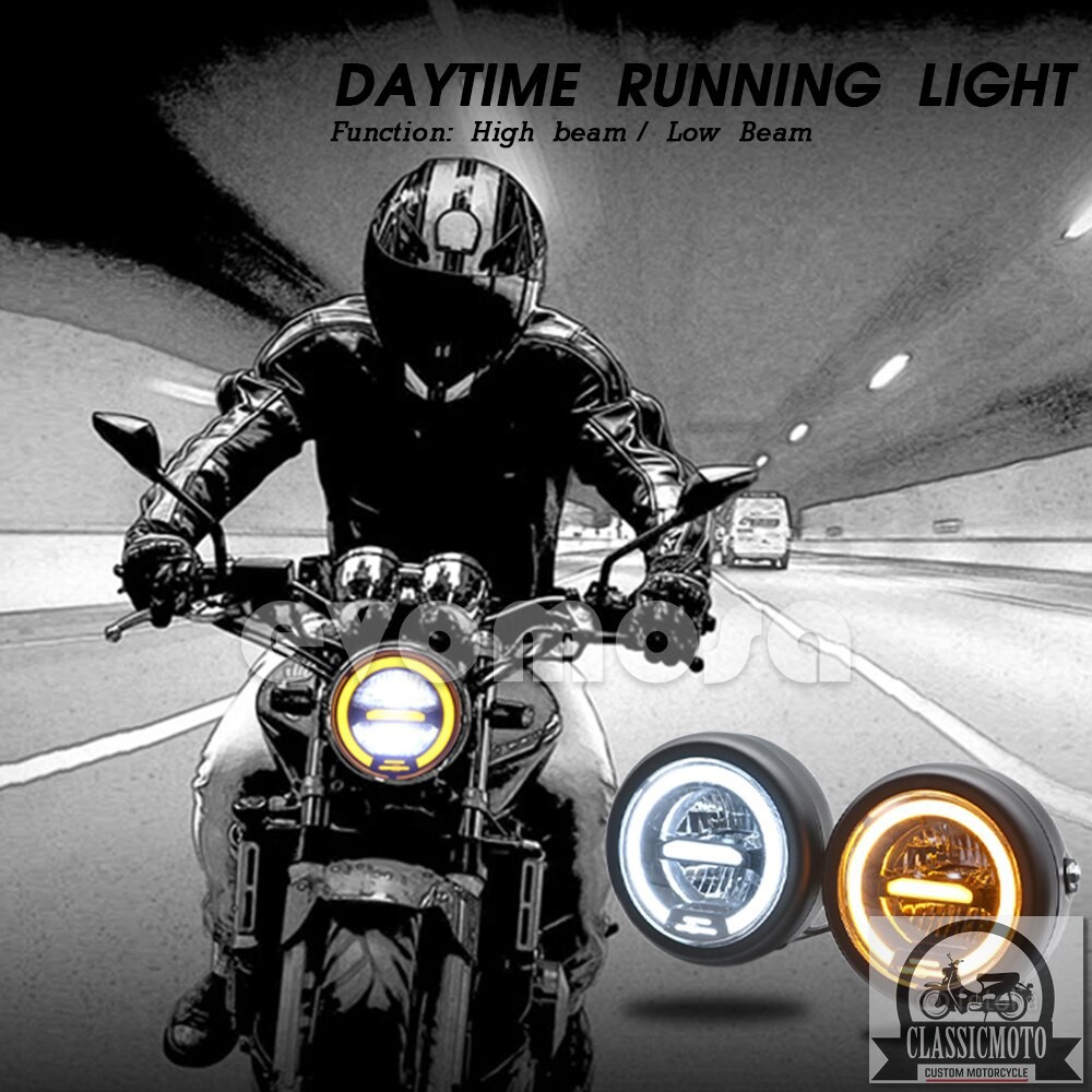 Đèn pha led ⭐𝑭𝑹𝑬𝑬𝑺𝑯𝑰𝑷⭐  Đèn pha led xe máy class độ Harley Cafe Racer Chopper Bobber CG125 GN125