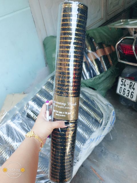 Lưới thô có kim tuyến lấp lánh cuộn to 53cmx10m