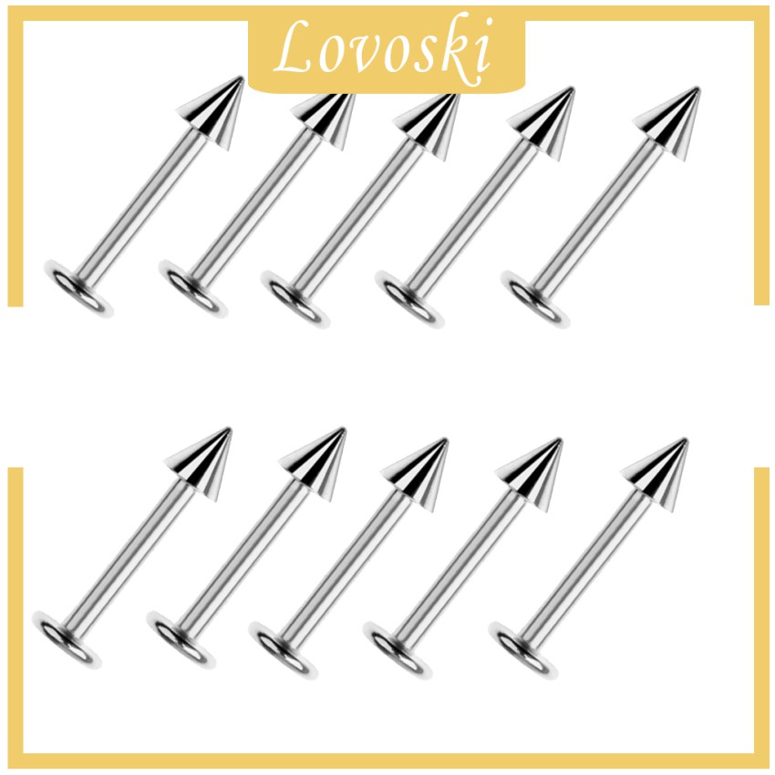 Bộ 10 khuyên môi bằng thép không gỉ an toàn 16g